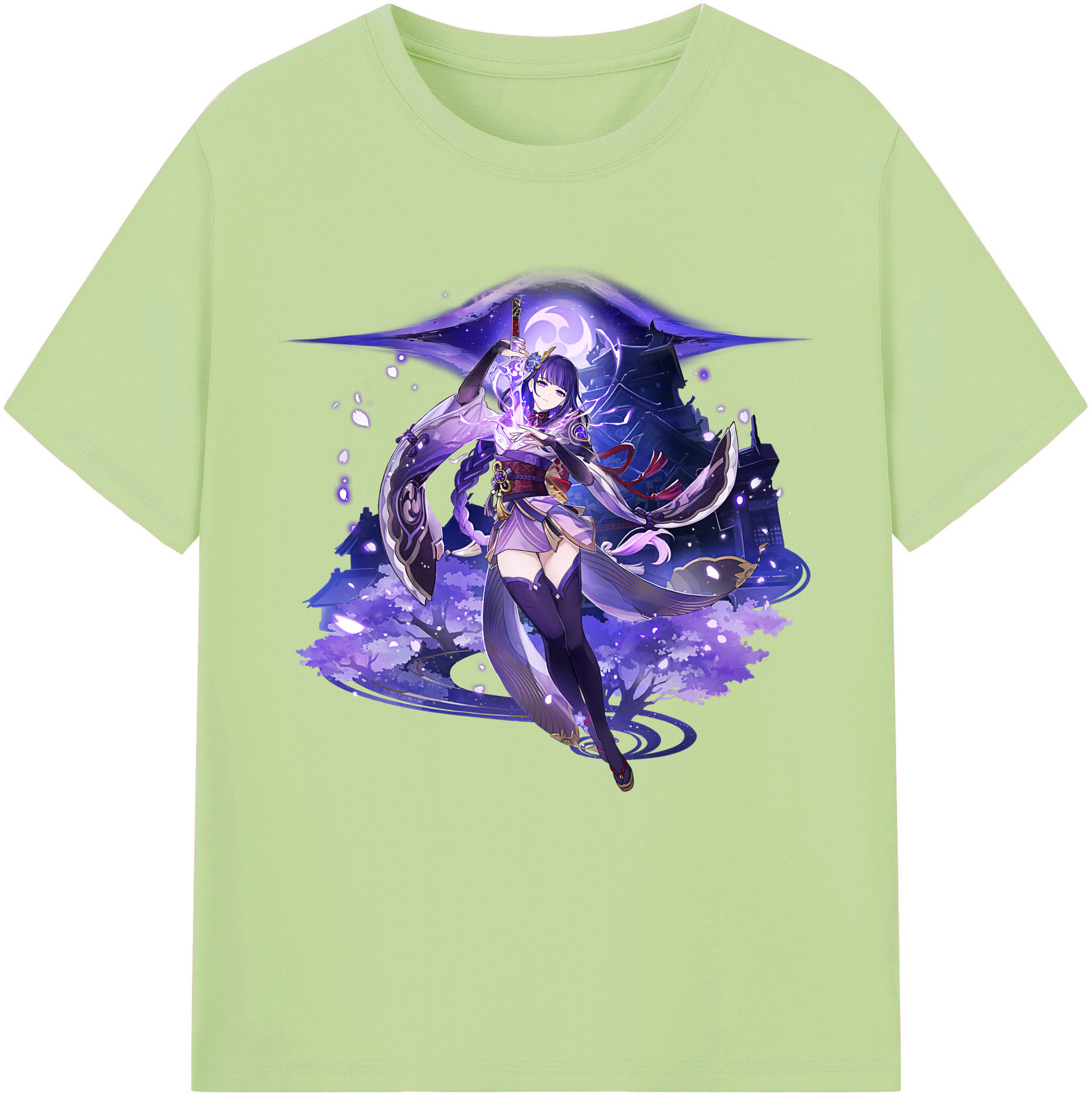 げんし神 雷電将軍 らいでんしょうぐん genshin Raiden Shogun 綿100％半袖Tシャツ（フロントプリント）